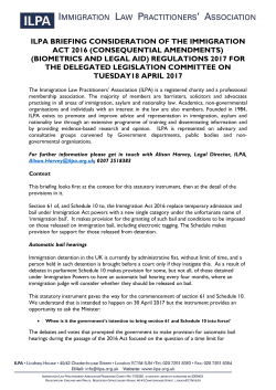 ILPA Briefing - Immigration Law Practitioners` Association