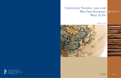 China-Japan Tensions, 1995-2006 Why They Happened, What To Do