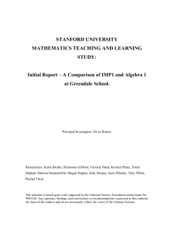 Stanford University Mathematics Teaching and Learning Study