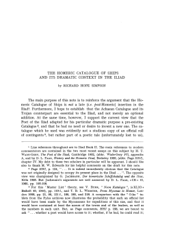 THE HOMERIC CATALOGUE OF SHIPS AND ITS
