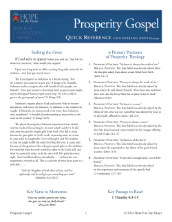 Prosperity Gospel - Hope For The Heart