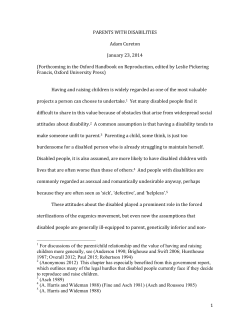 1 PARENTS WITH DISABILITIES Adam Cureton January 23, 2014