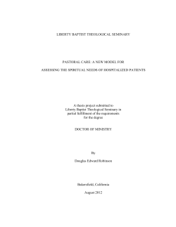 Pastoral Care: A New Model for Assessing the Spiritual Needs of