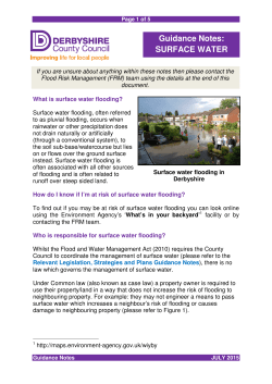 Guidance Notes: SURFACE WATER