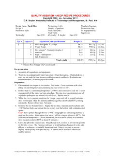 quality-assured haccp recipe procedures
