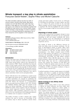 Nitrate transport: a key step in nitrate assimilation Fran&cedil;coise Daniel