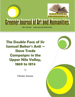 The Double Face of Sir Samuel Baker`s Anti &ndash; Slave Trade