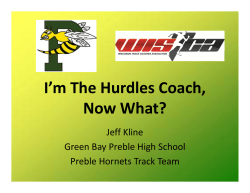 I`m The Hurdles Coach, Now What?