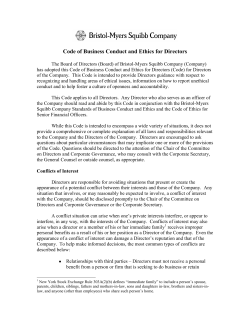 Code of Business Conduct and Ethics for Directors - Bristol