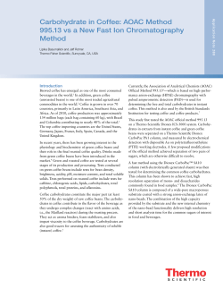 Carbohydrate in Coffee: AOAC Method 995.13 vs a New Fast Ion