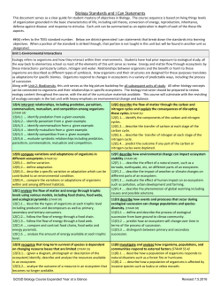 Biology Standards and I Can Statements