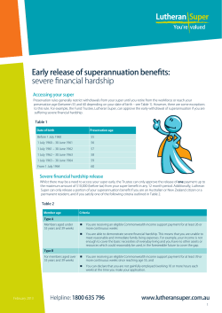 Early release of superannuation benefits: severe financial hardship