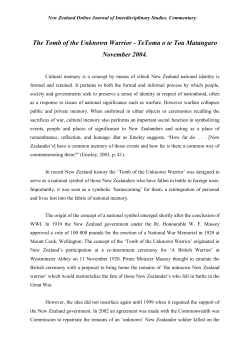 The Tomb of the Unknown Warrior - TeToma o te Toa