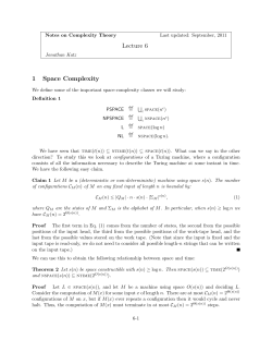 Lecture 6 1 Space Complexity