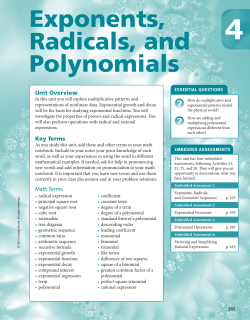Exponents, Radicals, and Polynomials