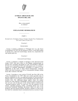 Explanatory Memorandum - Department of Finance