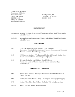 Denise Eileen McCoskey Department of Classics Miami University