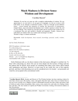 Much Madness is Divinest Sense: Wisdom and