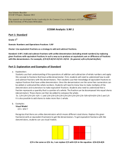 CCSSM Analysis: 5.NF.1 Part 1: Standard Part 2