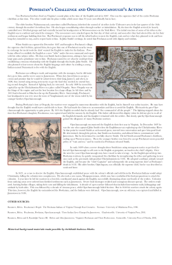 POWHATAN`S CHALLENGE AND OPECHANCANOUGH`S ACTION