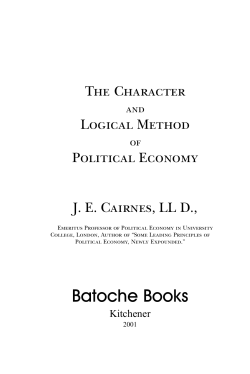 Character and Logical Method of Political Economy