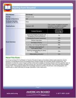 Reading Exam Snapshot