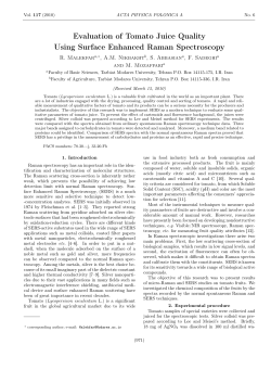 Evaluation of Tomato Juice Quality Using Surface Enhanced Raman