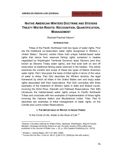 Native American Winters Doctrine and Stevens Treaty Water Rights