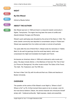 NIGHT By Elie Wiesel