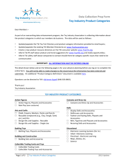 Data Collection Prep Form Toy Industry Product Categories