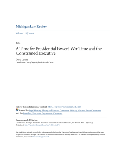 A Time for Presidential Power? - University of Michigan Law School