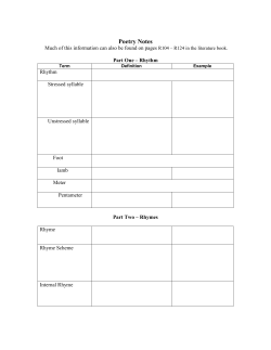 Poetry Notes - Houston ISD