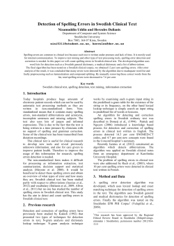 Detection of Spelling Errors in Swedish Clinical Text