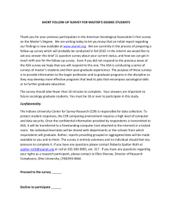 SHORT FOLLOW-UP SURVEY FOR MASTER`S DEGREE