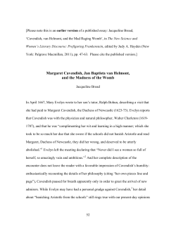 Margaret Cavendish, Jan Baptista van Helmont, and the