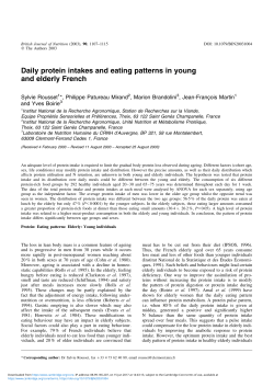 Daily protein intakes and eating patterns in young and elderly French