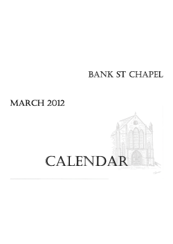 CALENDAR - Bank Street Unitarian Chapel