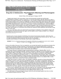 Drug Use in Adolescents—Psychodynamic Meaning and