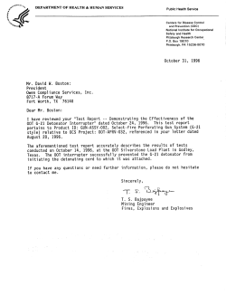 Test Report Demonstrating the Effectiveness of the OOT G