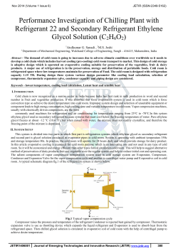 Performance Investigation of Chilling Plant with Refrigerant