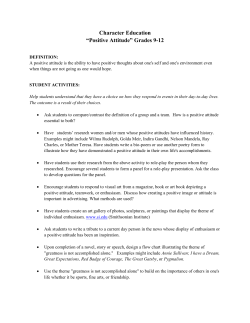 Character Education &ldquo;Positive Attitude&rdquo; Grades 9-12
