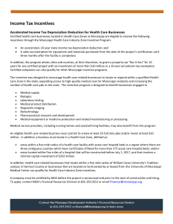 Income Tax Incentives - Mississippi Development Authority