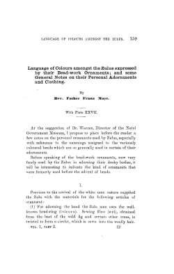 Language of Colours amongst the Zulus expressed by their Bead