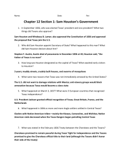 Chapter 12 Section 1: Sam Houston`s Government