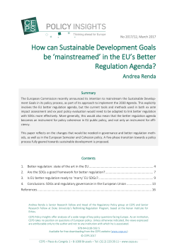 How can Sustainable Development Goals be `mainstreamed` in the