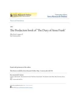 The Production book of "The Diary of Anne Frank"