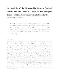 An Analysis of the Relationship between National Courts and the