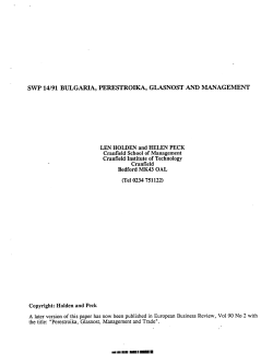 swp 14/91 bulgaria, perestroika, glasnost and management