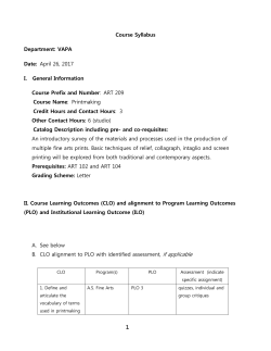 Printmaking I - Course Syllabus