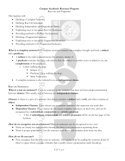 Run-Ons And Fragments - Campus Academic Resource